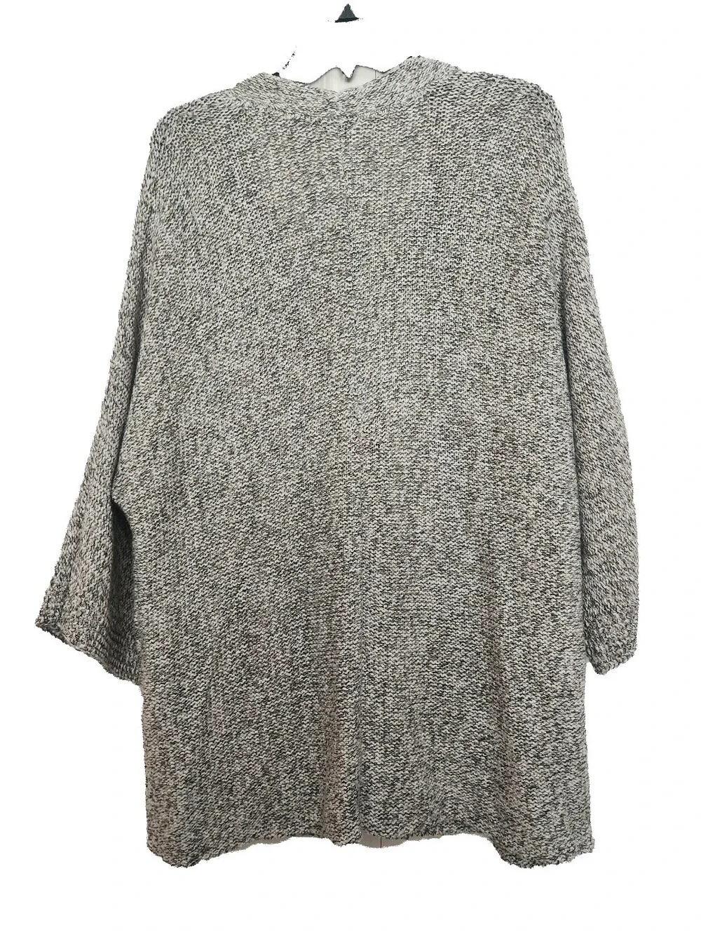 Pure Jill Cozy Open-Front Gray Marled Knit Sweater Cardigan SZ Large